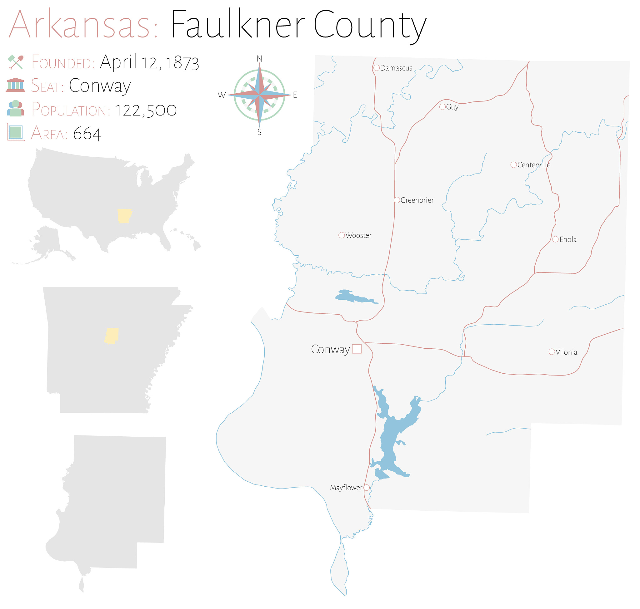 map of faulkner county in arkansas