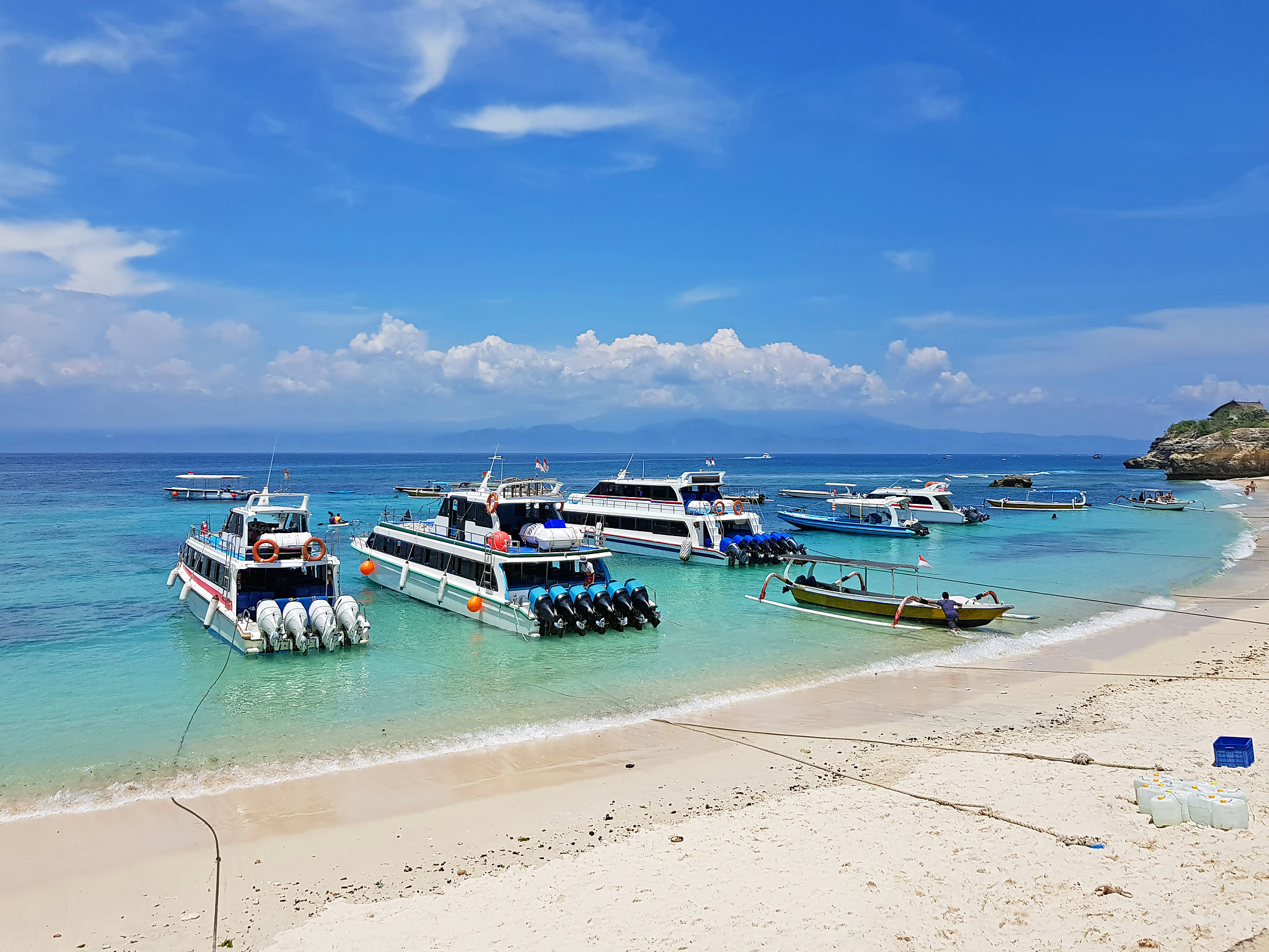 mushroom bay harbor at nusa lembongan bali indonesia