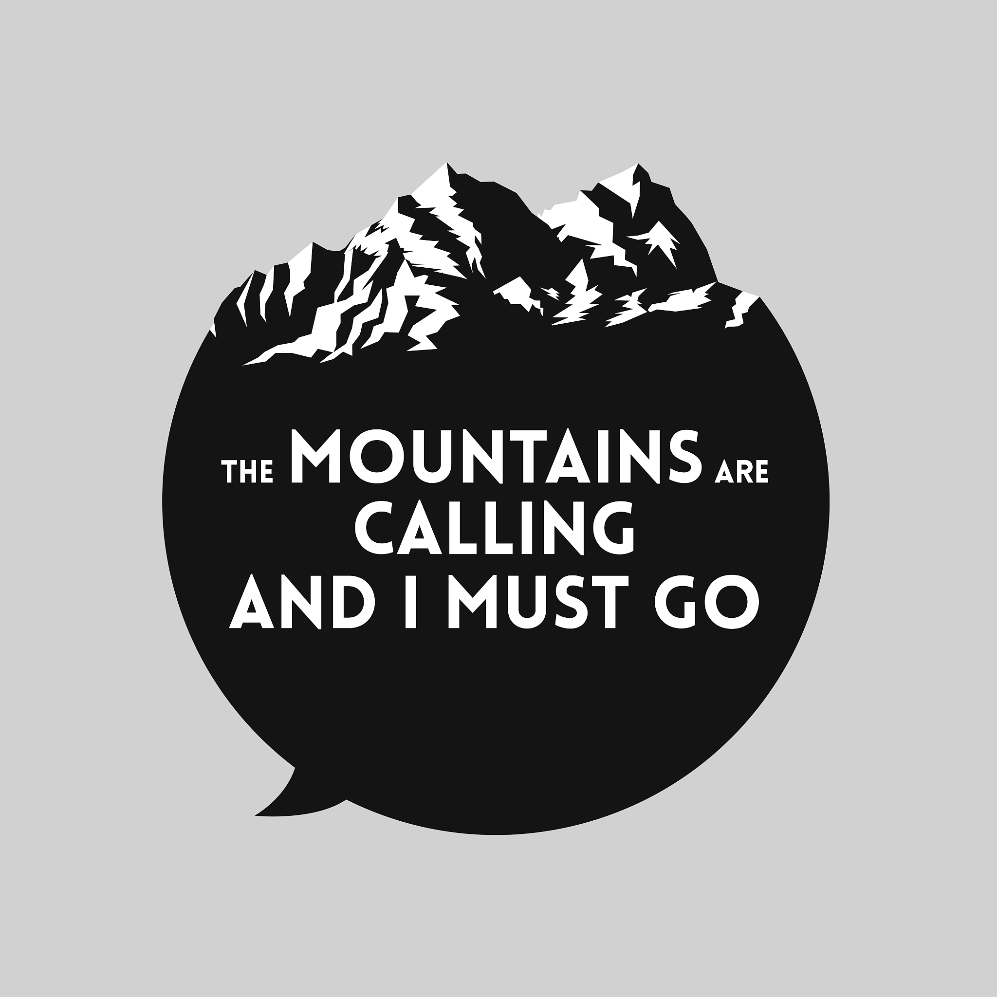 mountains landscape on the top of the black message bubble silho