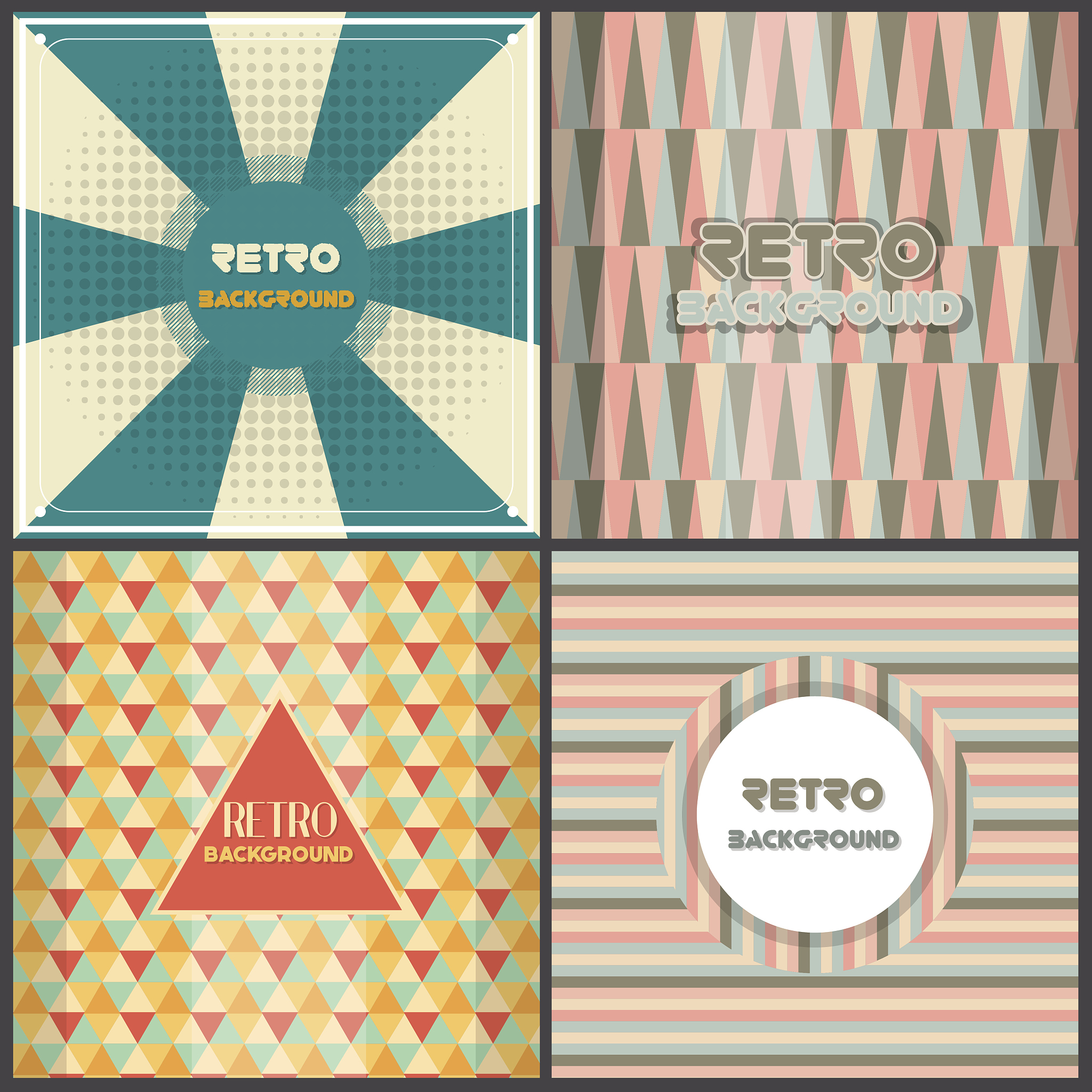 2 张复古几何抽象帆布海报：卧室客厅墙面装饰