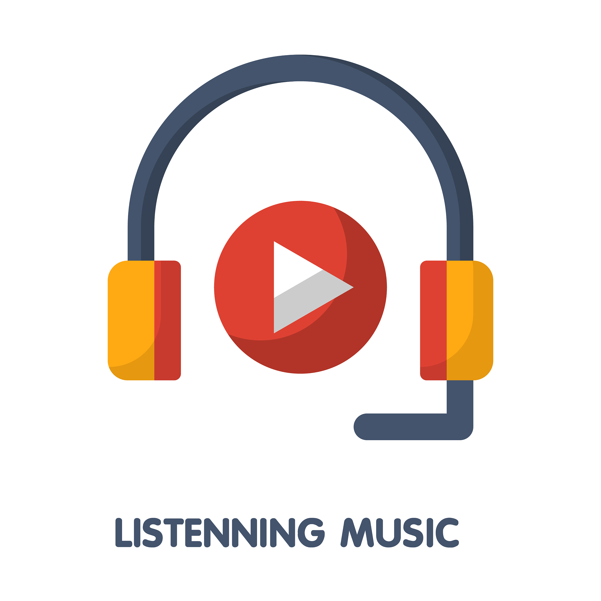 icon listening music in flat style design on