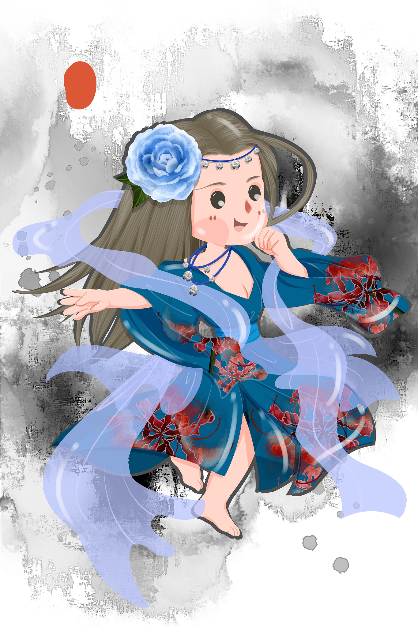 新国风数字插画角色设计：融合传统与时尚