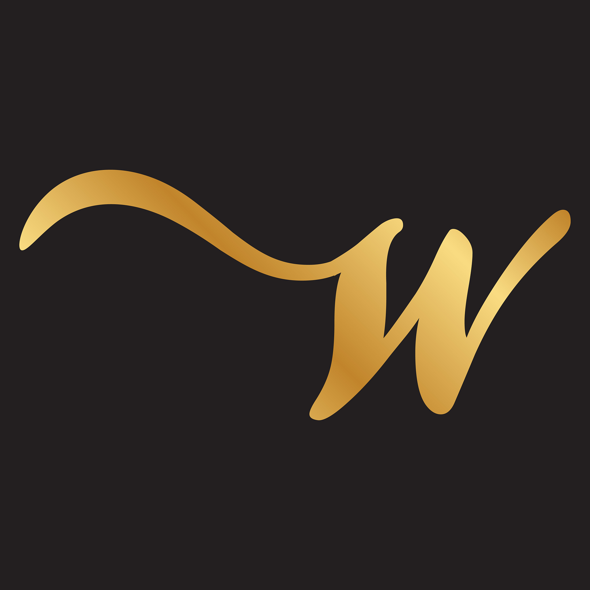 gold script letter w