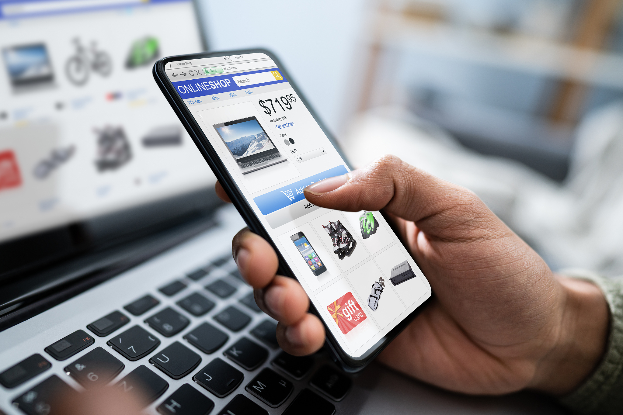 businessperson doing online shopping on smartphone