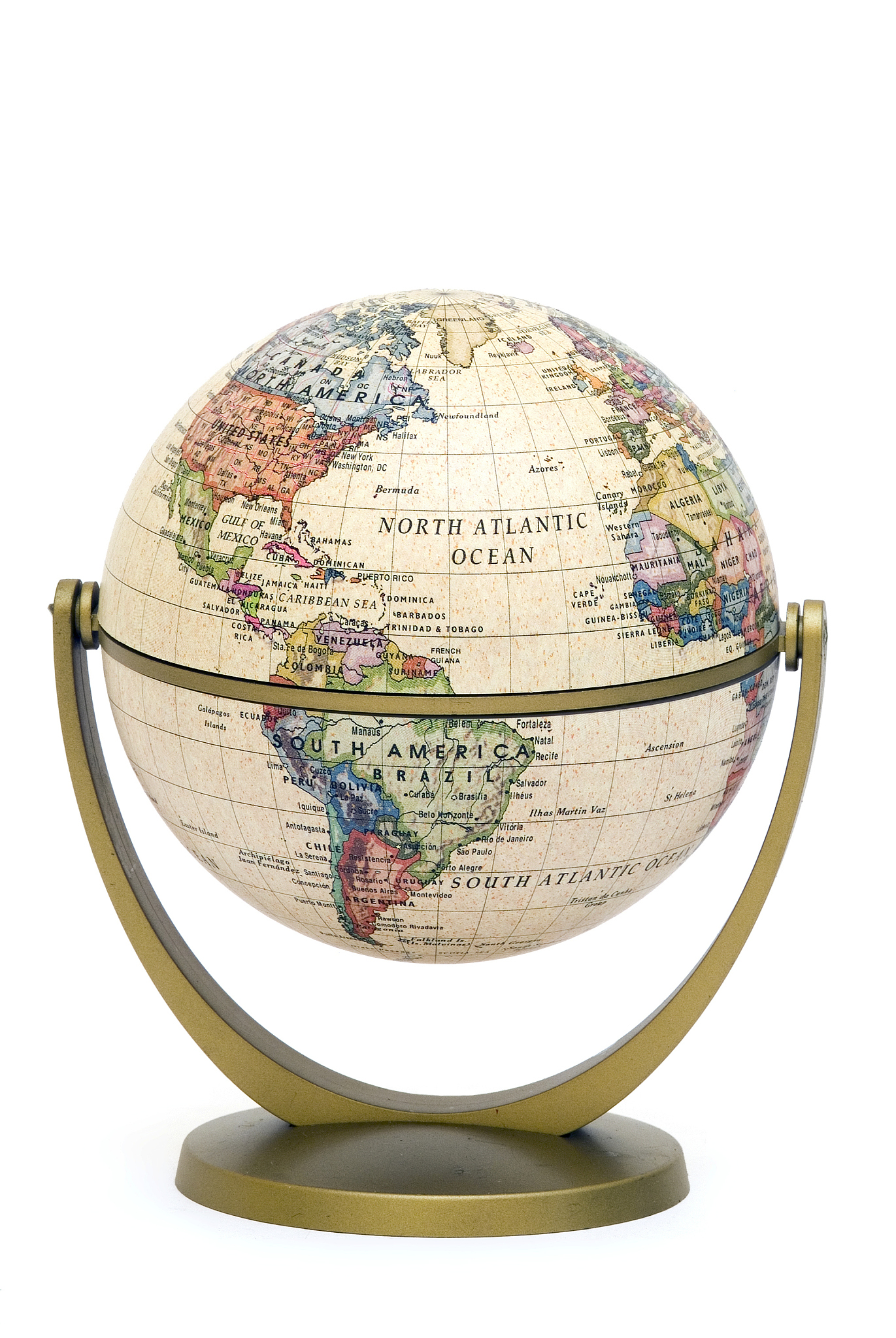 mini globe on stand south america