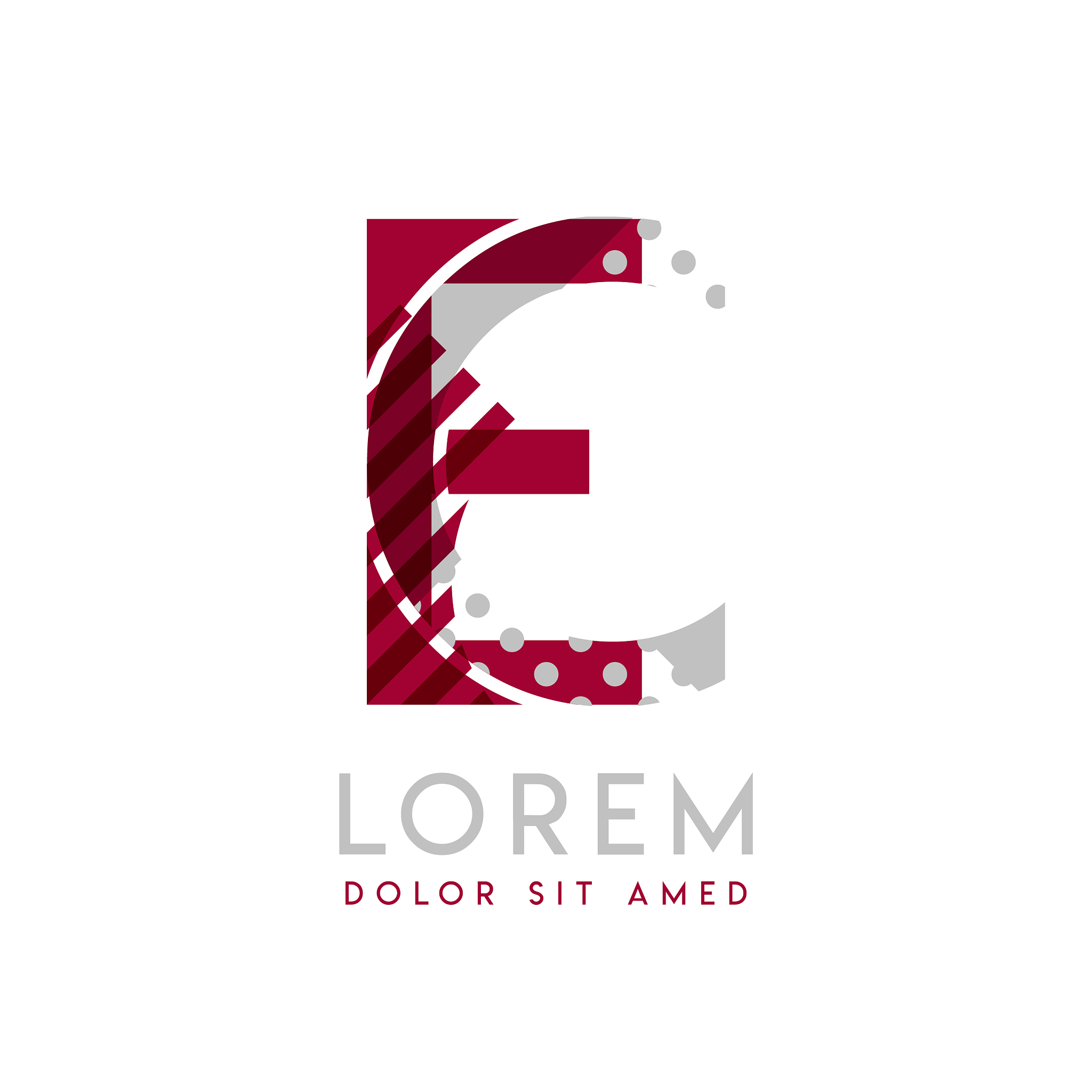ec simple logo design with gray and maroon color