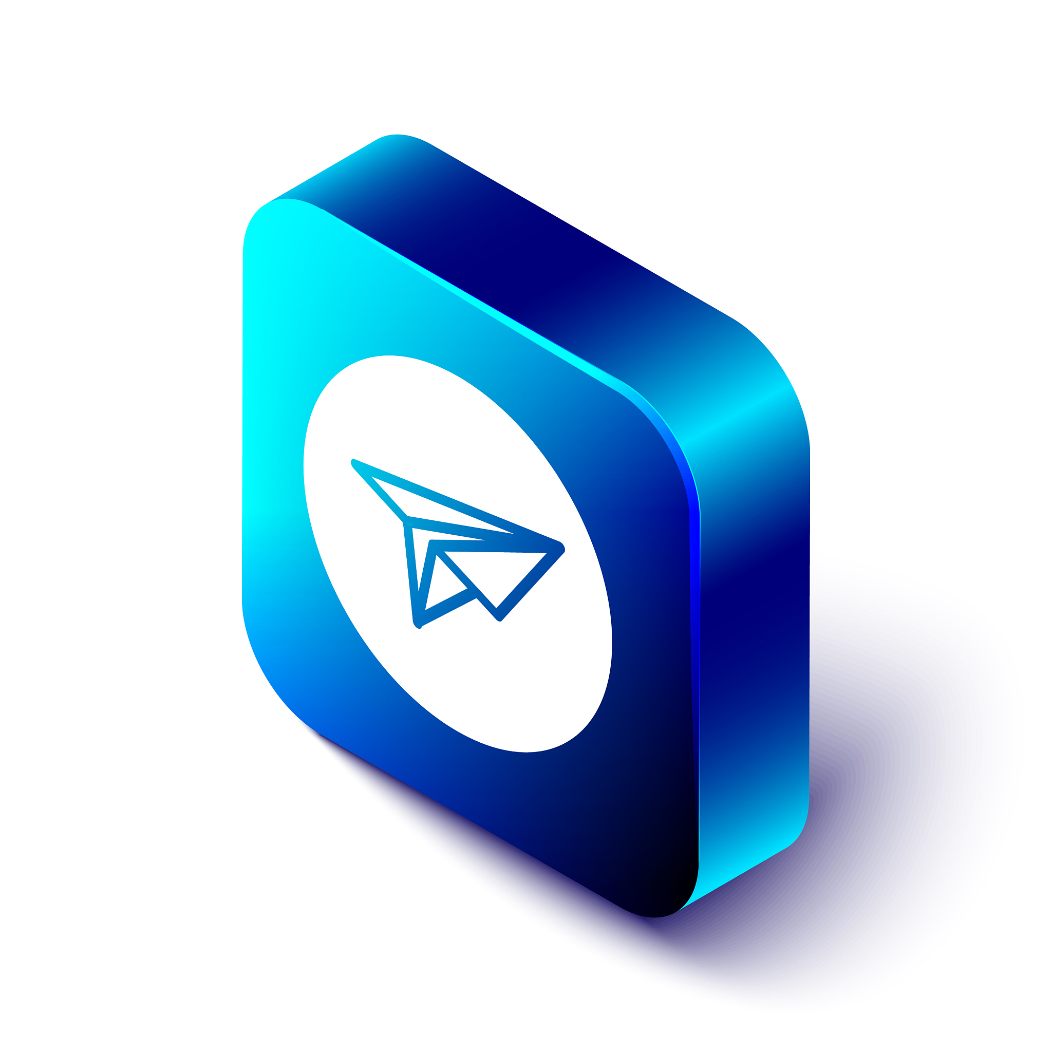 isometric paper plane icon isolated on white