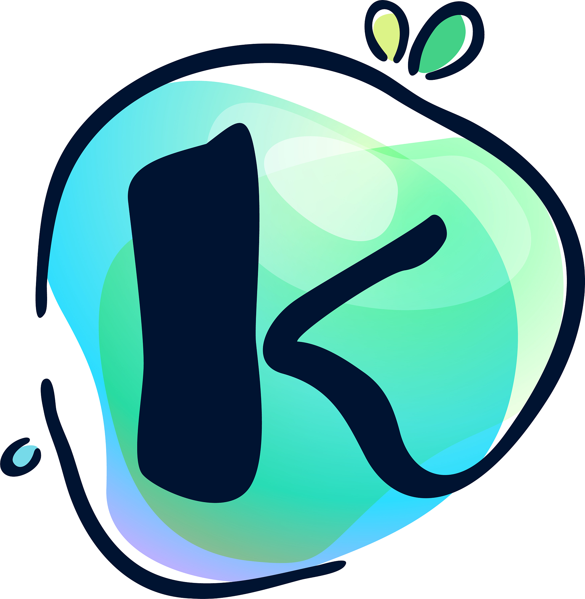 k letter stroke logo at colorful watercolor