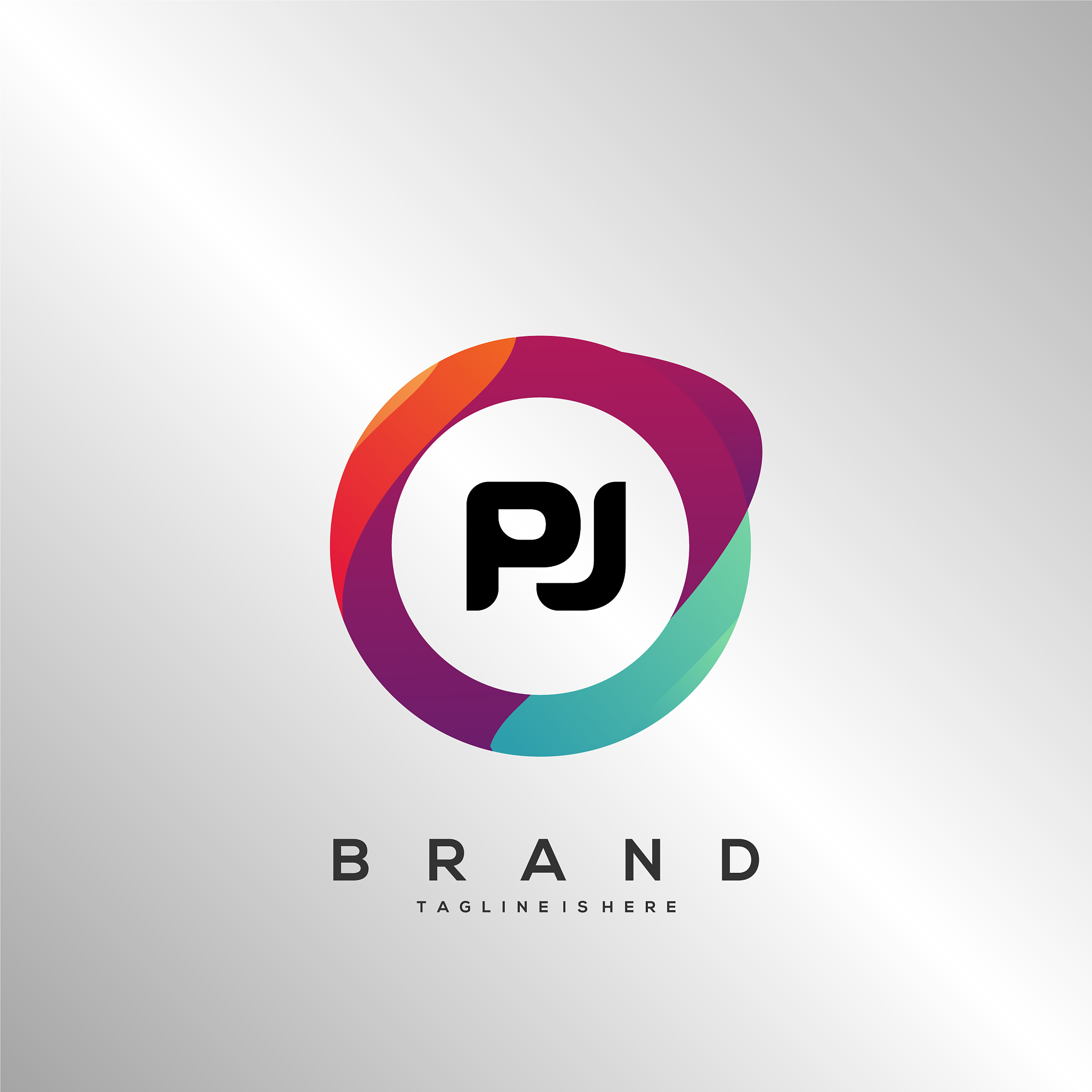 letter pj gradient color logo design