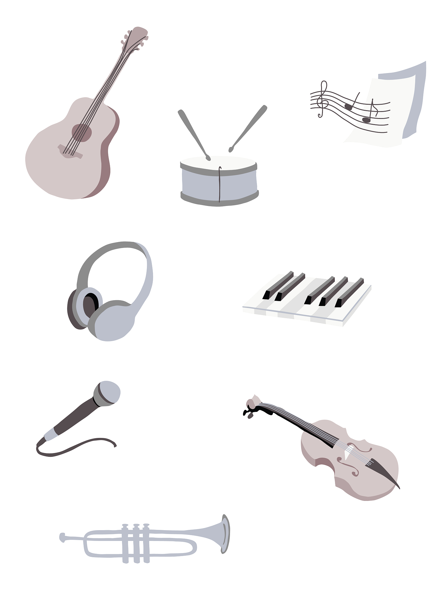 vector illustration set with different musical instruments