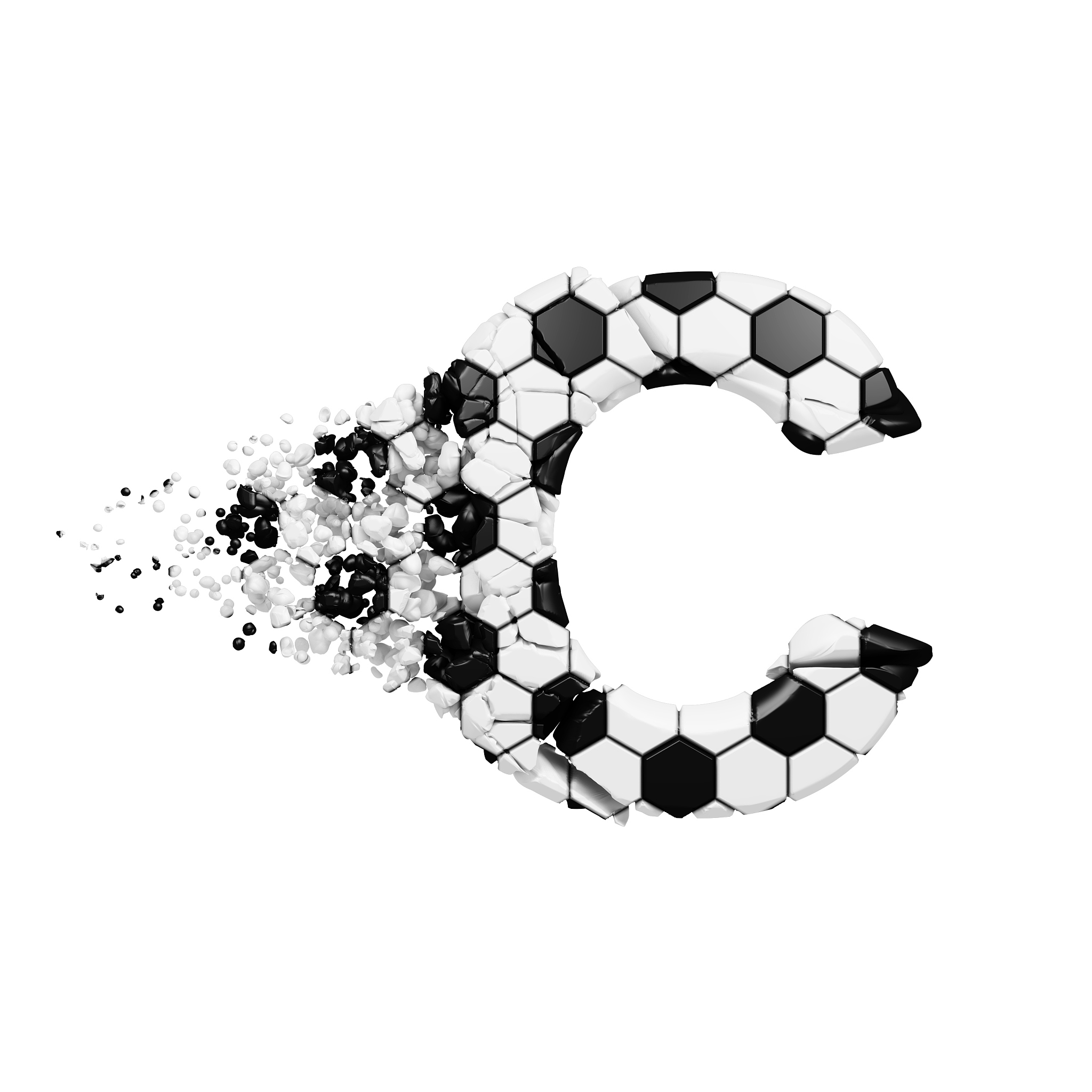 <strong>c</strong>rushed soccer font made of football texture.