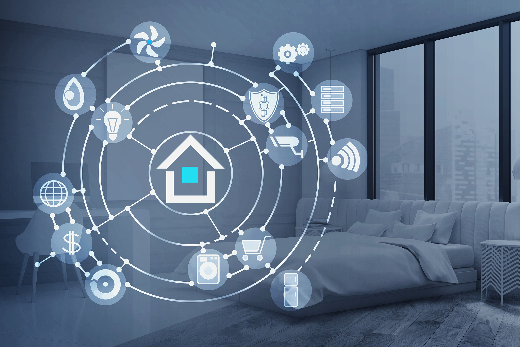 smart home interface in bedroom