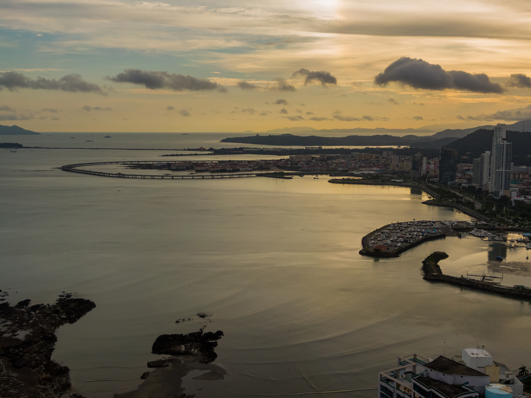 beautiful aerial view of panama city