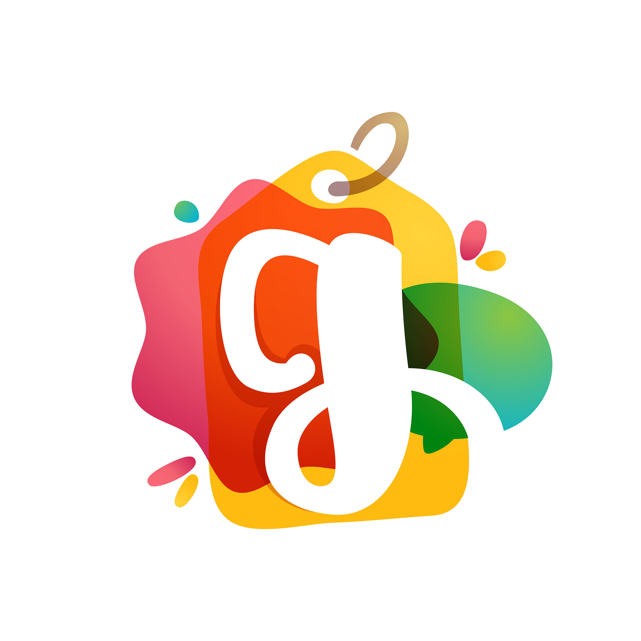 g letter logo with sale tag icon. watercolor overlay style. nega
