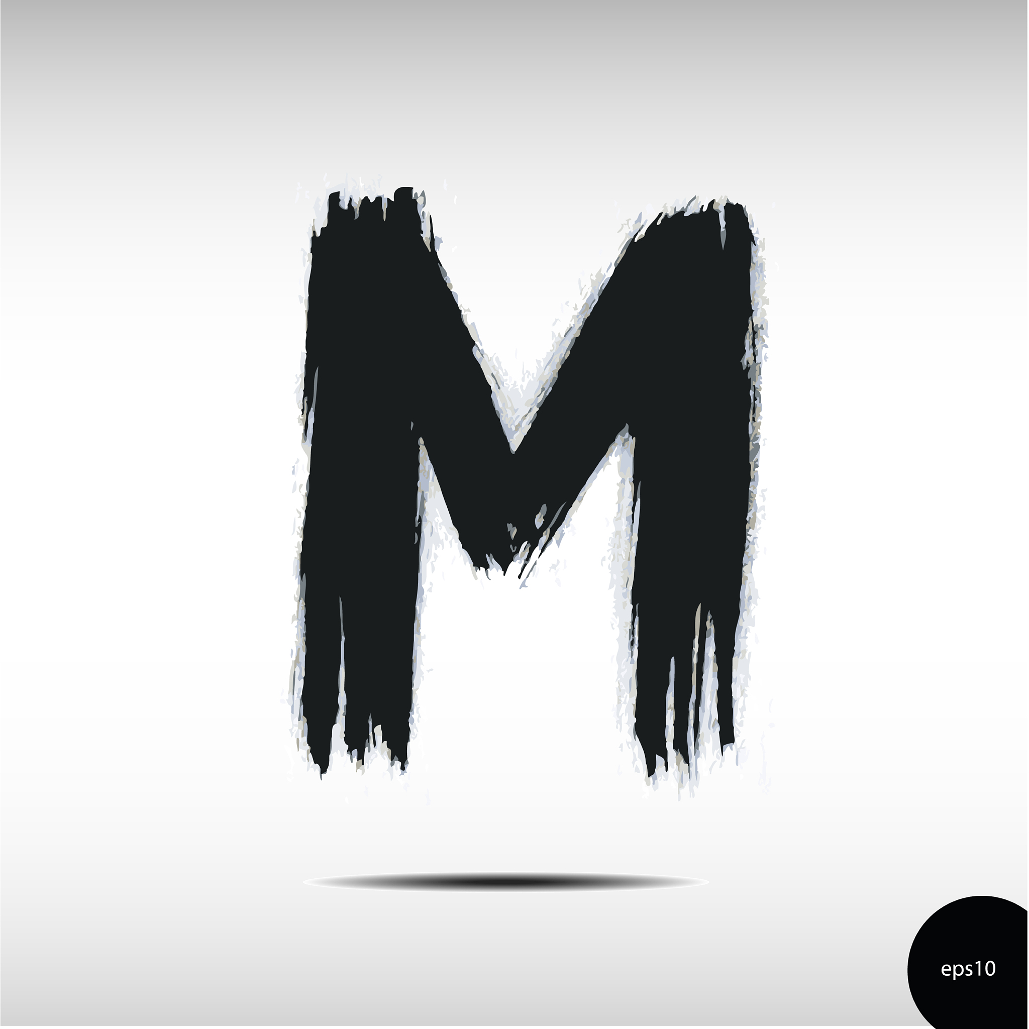 calligraphic watercolor letter m
