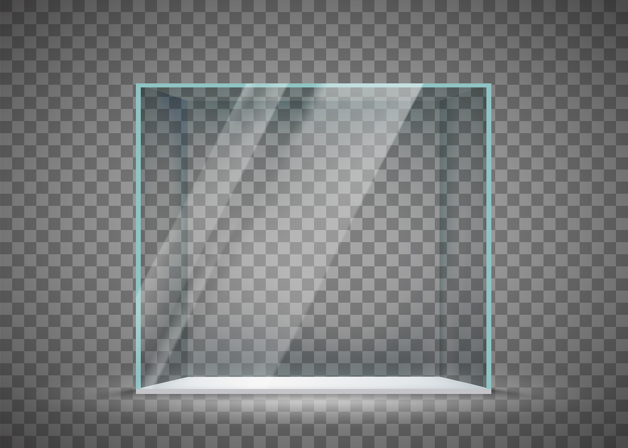 glass empty cube isolated on a transparent background