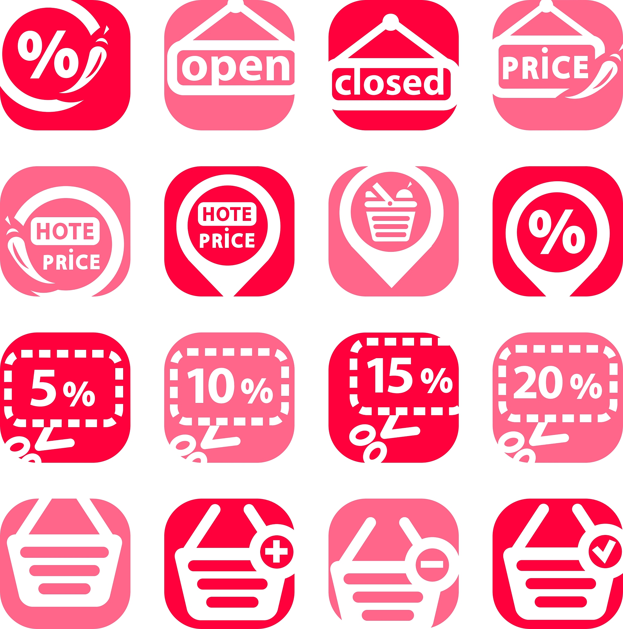 color shopping icons set