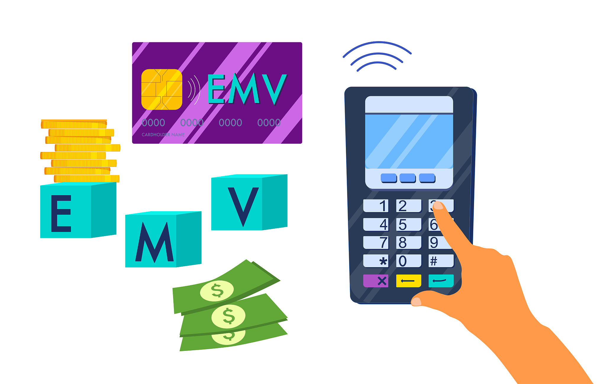 emv chip smart credit or debit card.contactless payment method. 