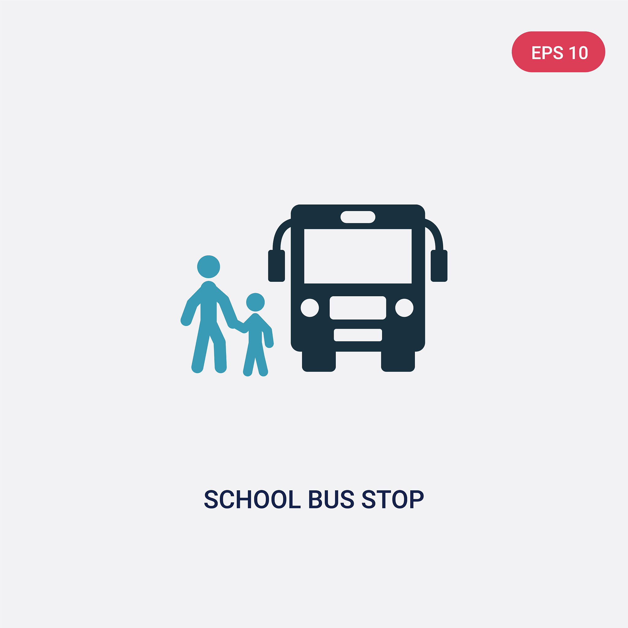two color school bus stop icon from transport