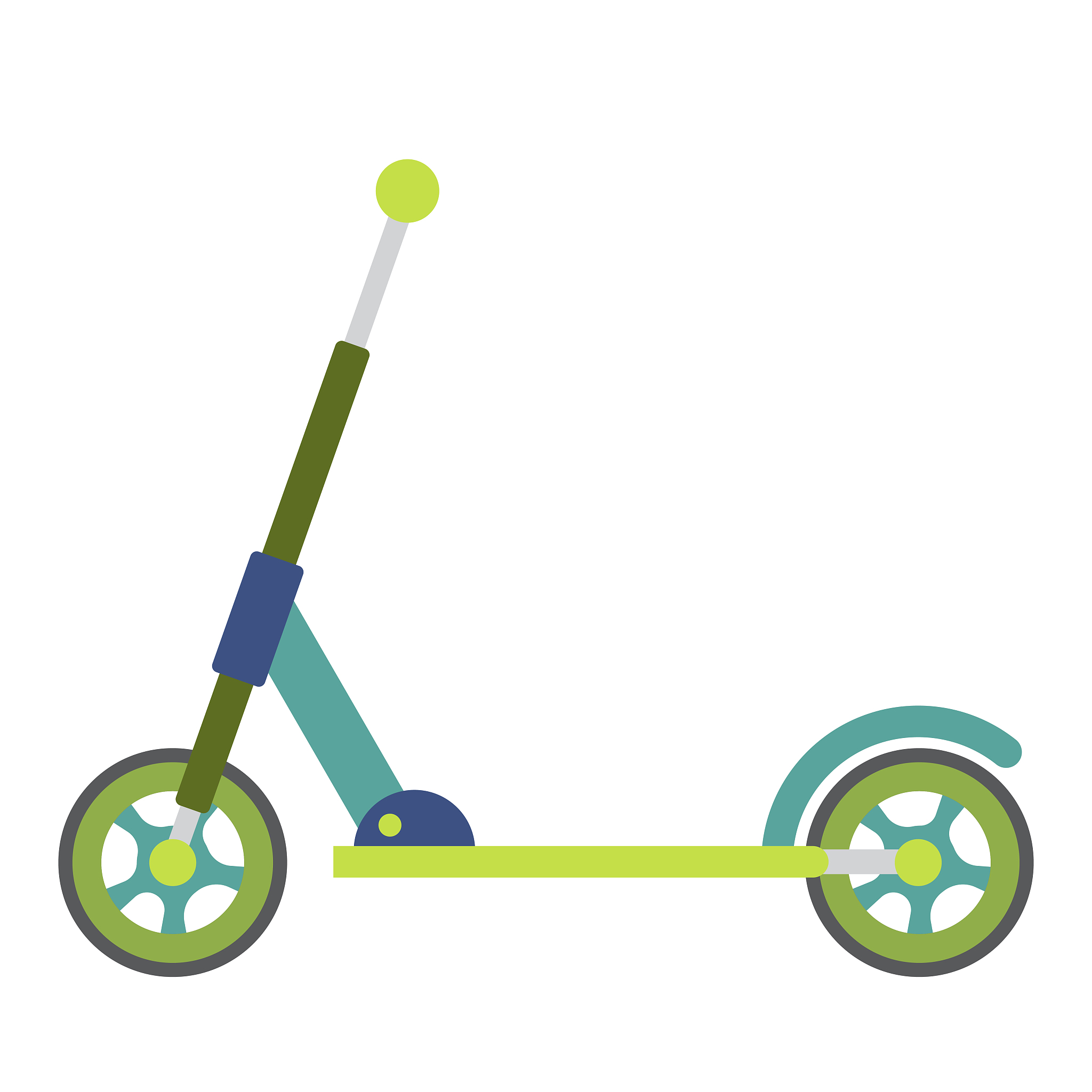 scooter transportation cartoon character side view vector illust