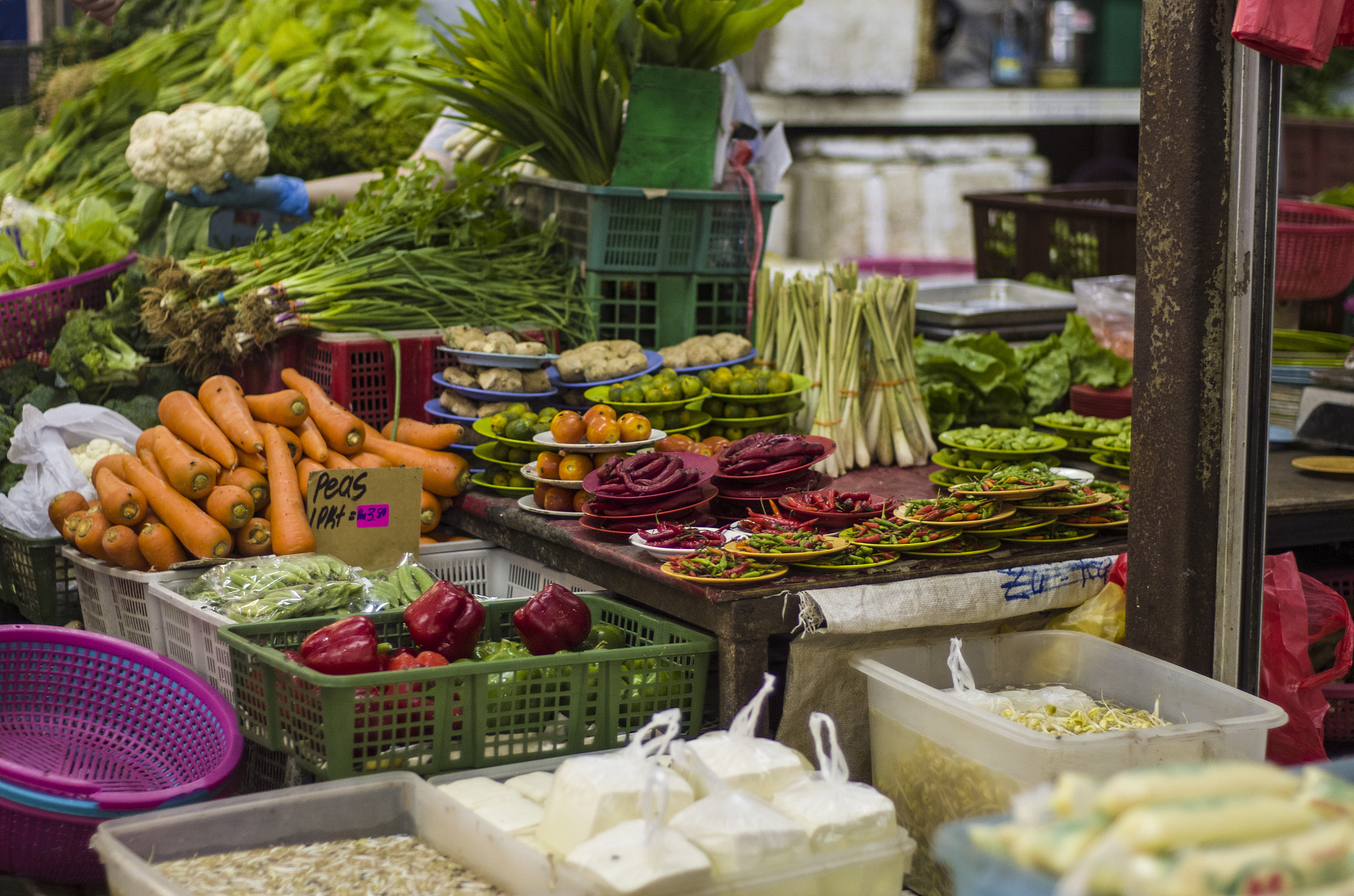various vegetables for sale at market stall