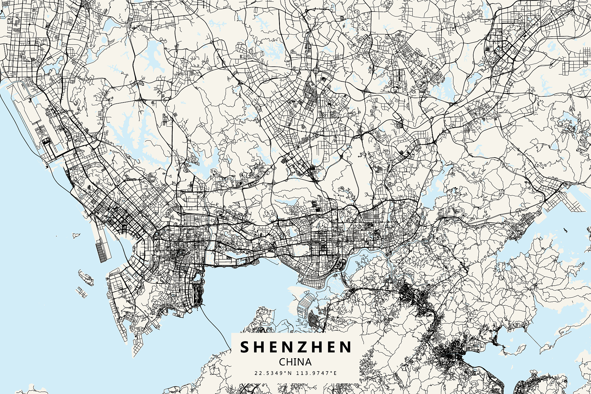 shenzhen, china vector map