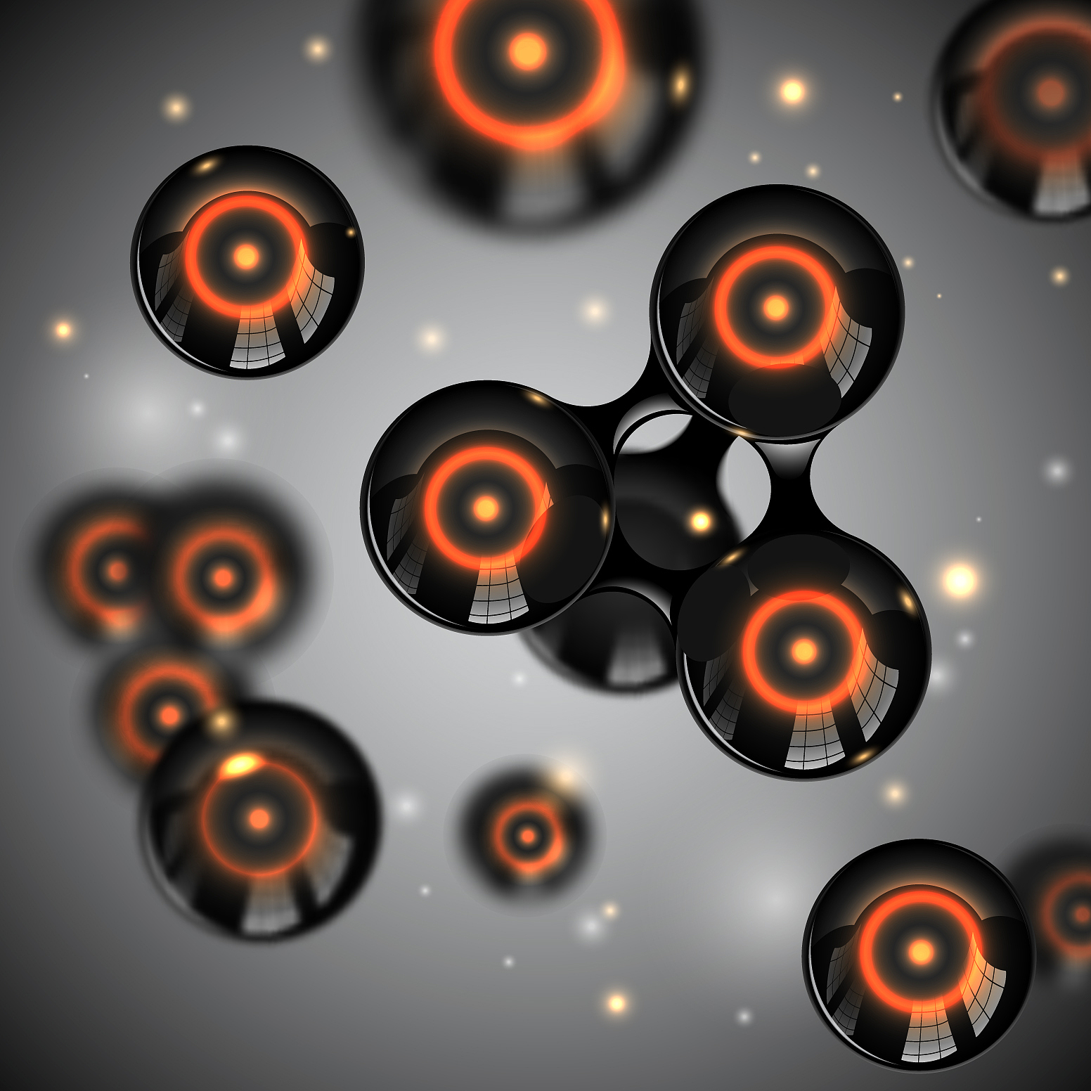abstract black glossy molecules design