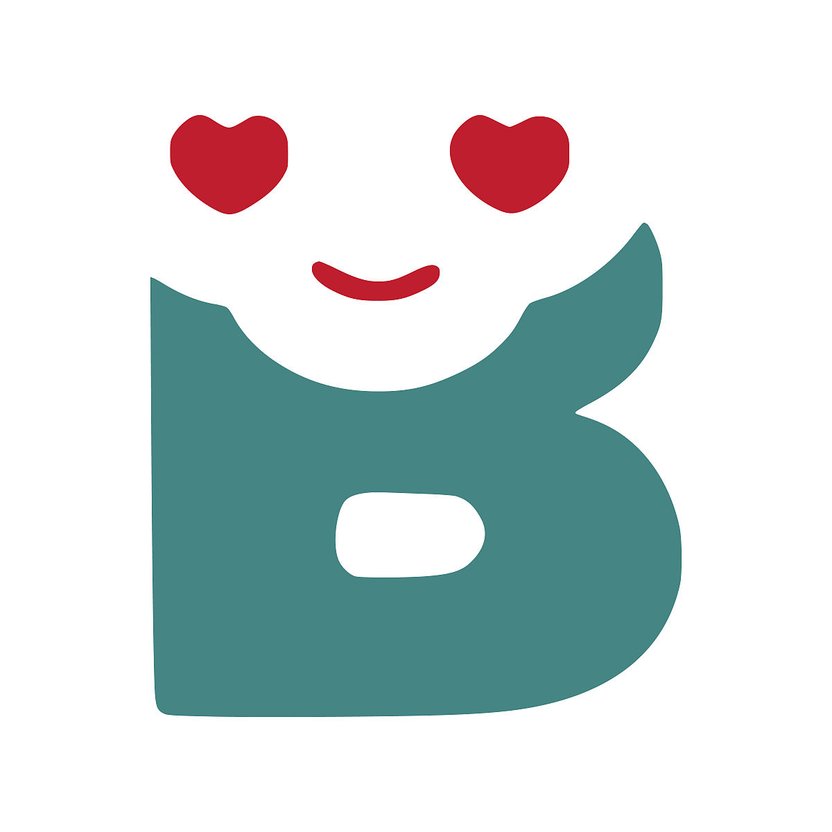 字母b in love是一个可爱的笑脸涂鸦风格