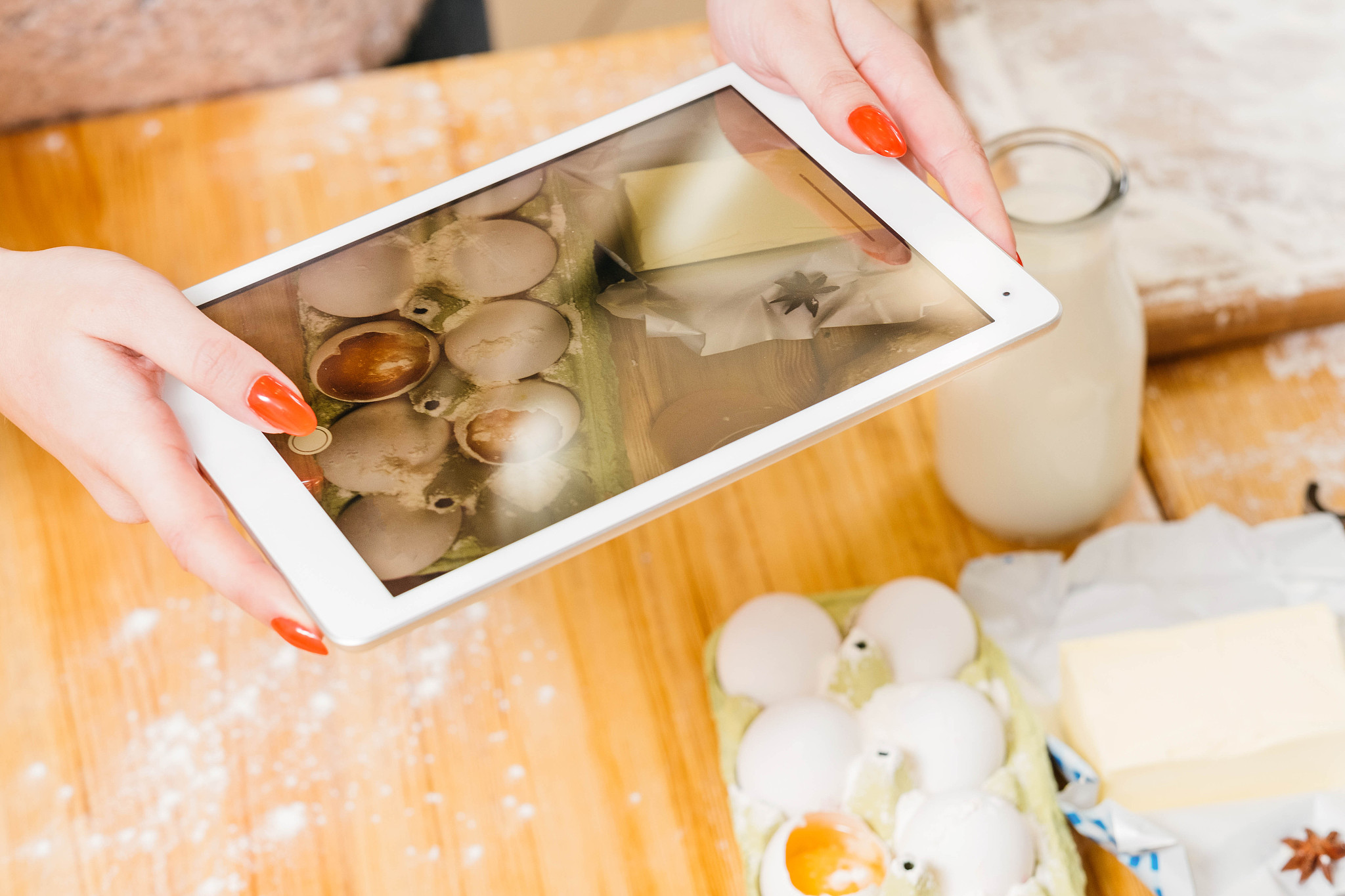 online culinary recipe tablet ingredients dough