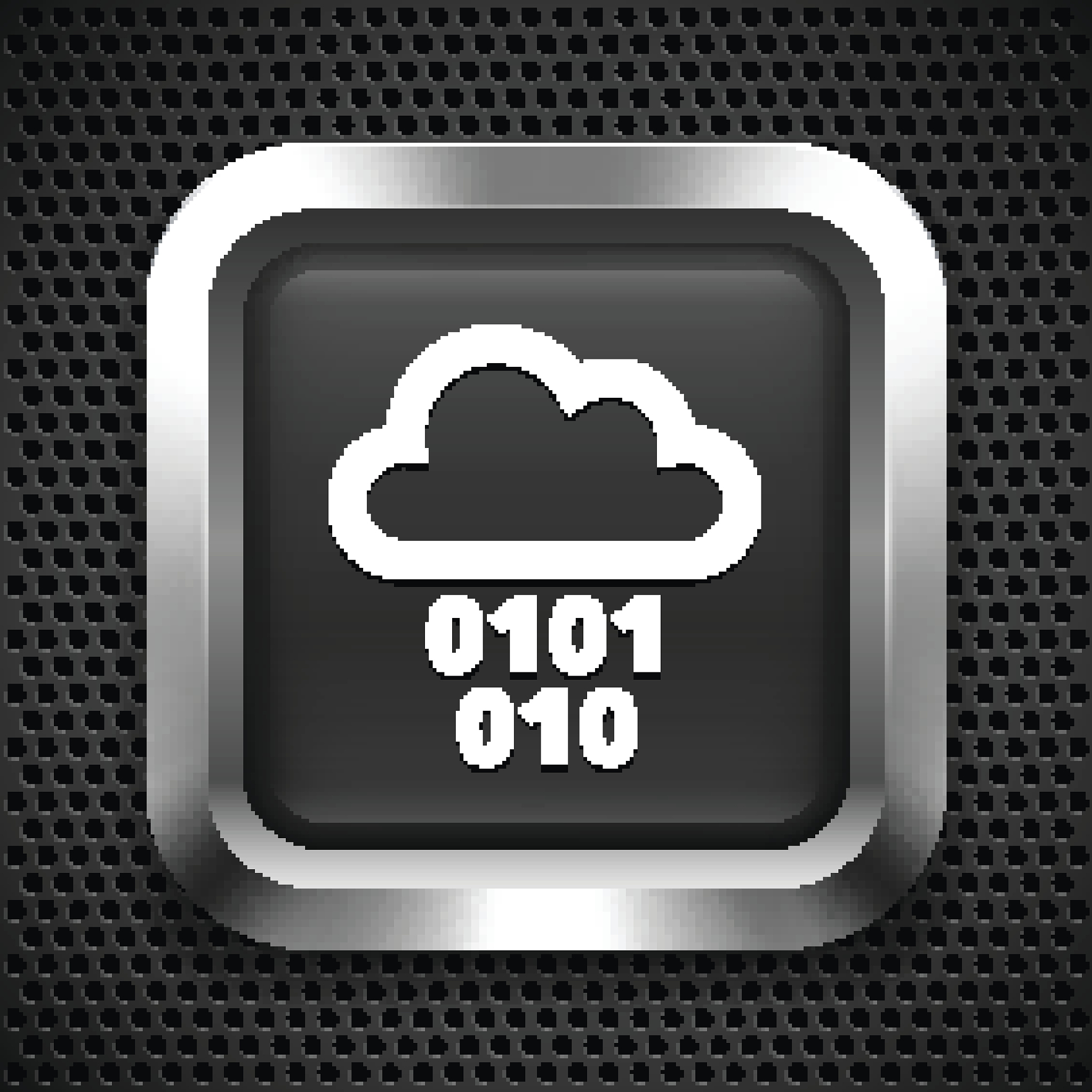 cloud computing on black square button