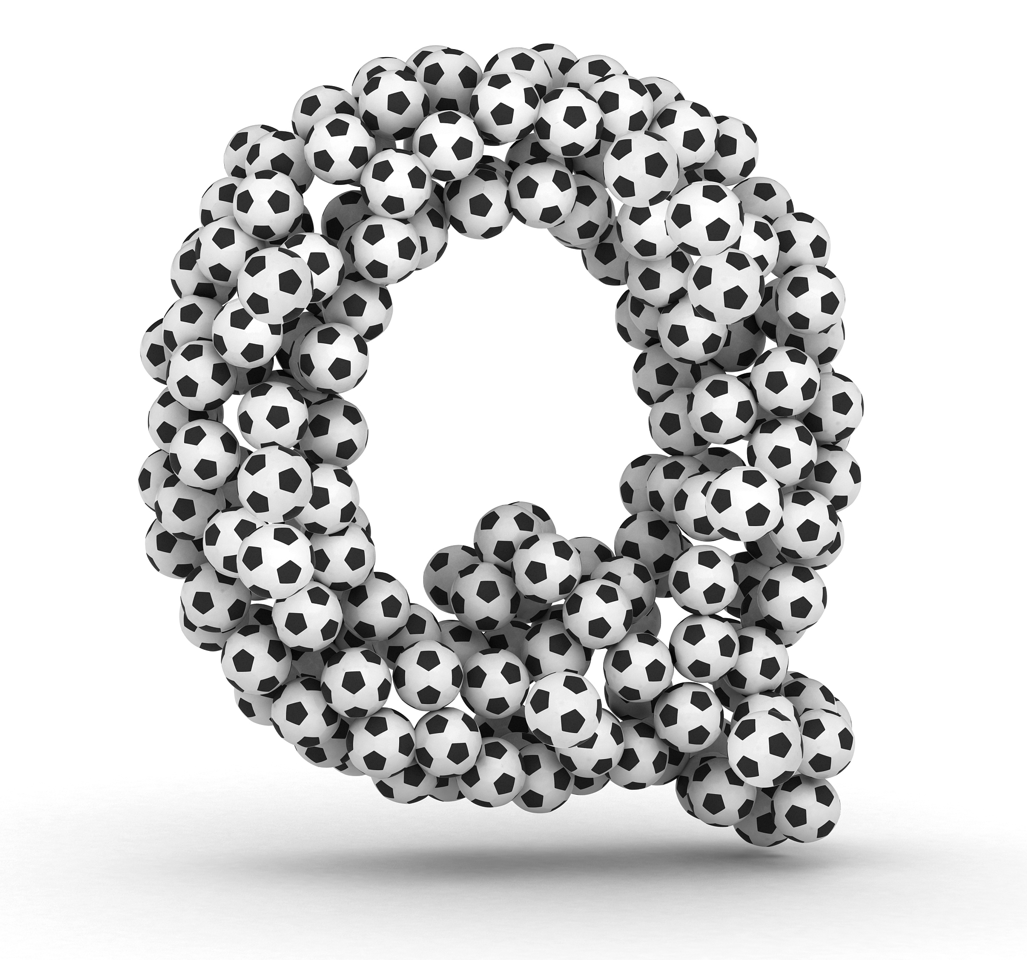 letter q from soccer football balls