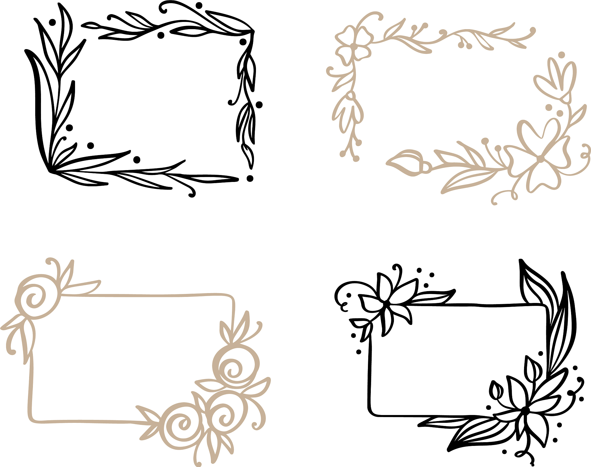 calligraphic wedding frame wreath
