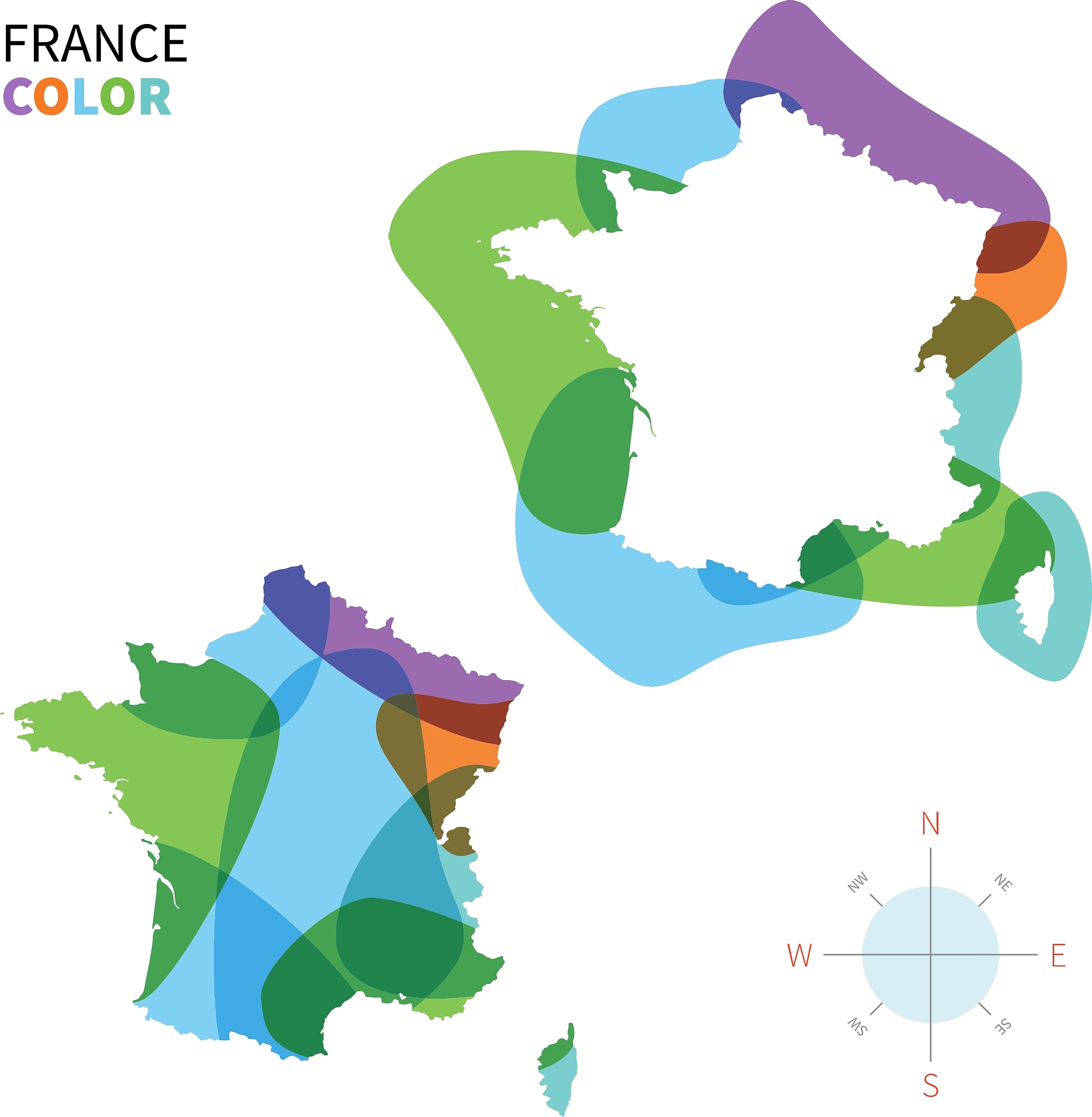 abstract color map of france