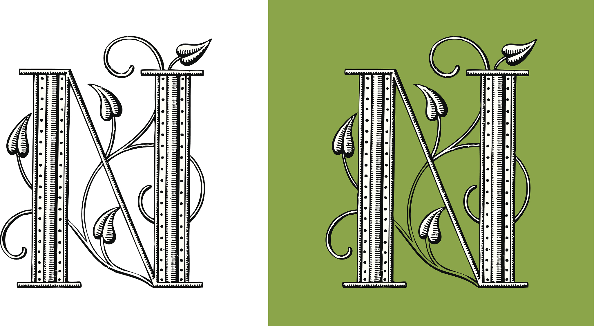 letter n, typo, alphabet, enluminure, ornement,  manuscrite, mon