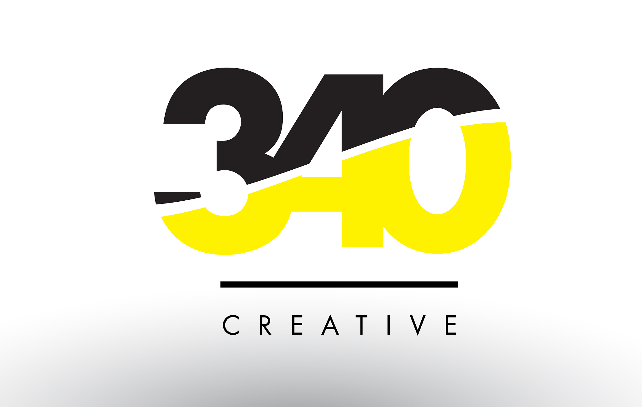 340 black and yellow number logo design