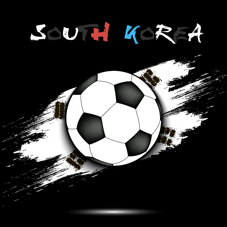 soccer ball and south korea flag