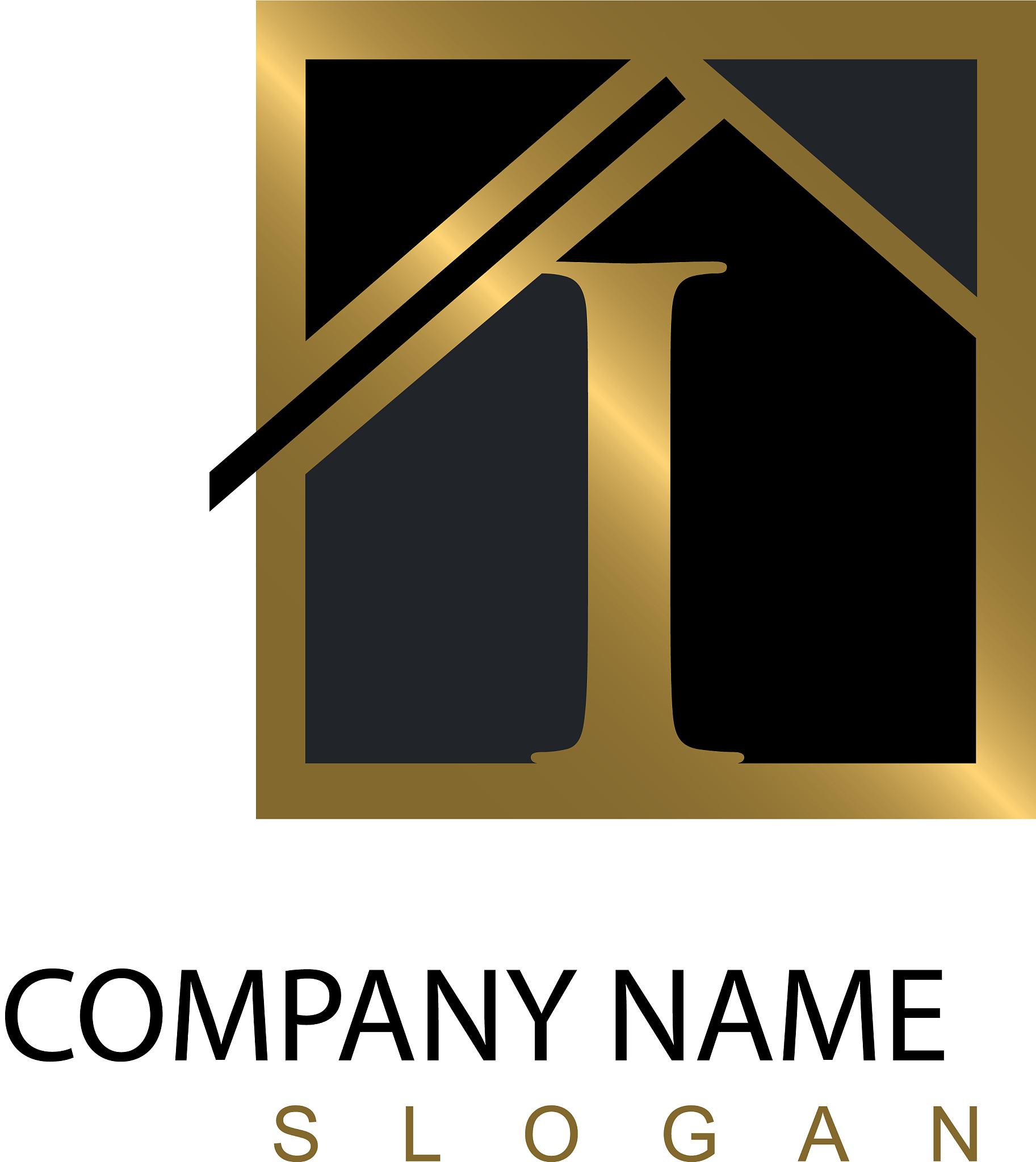 gold letter i house logo