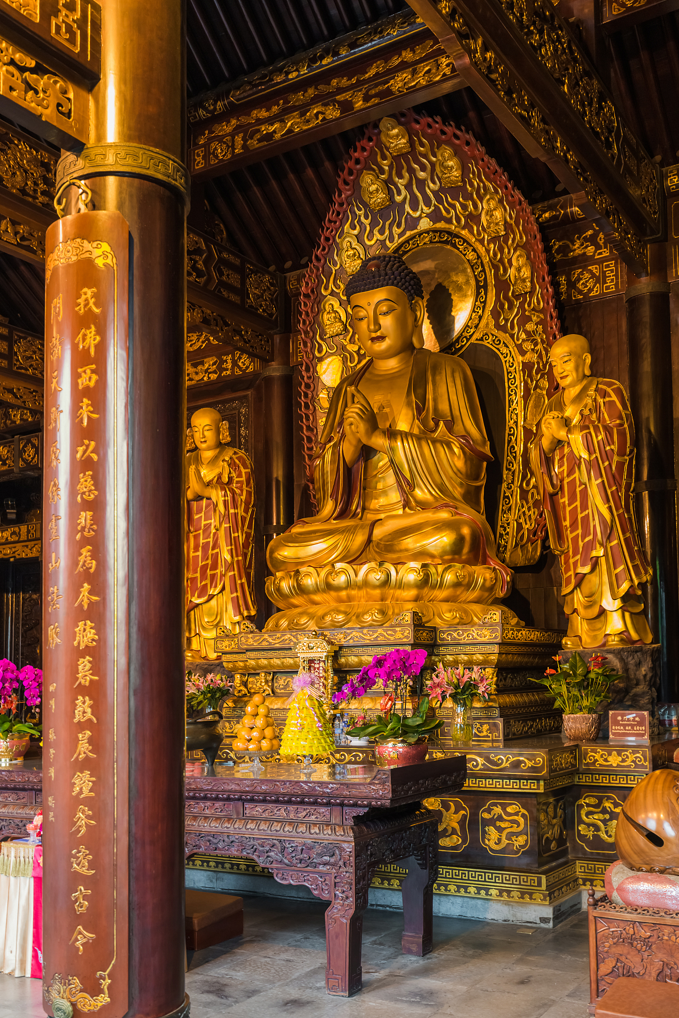 statue in wild goose pagoda - xian china