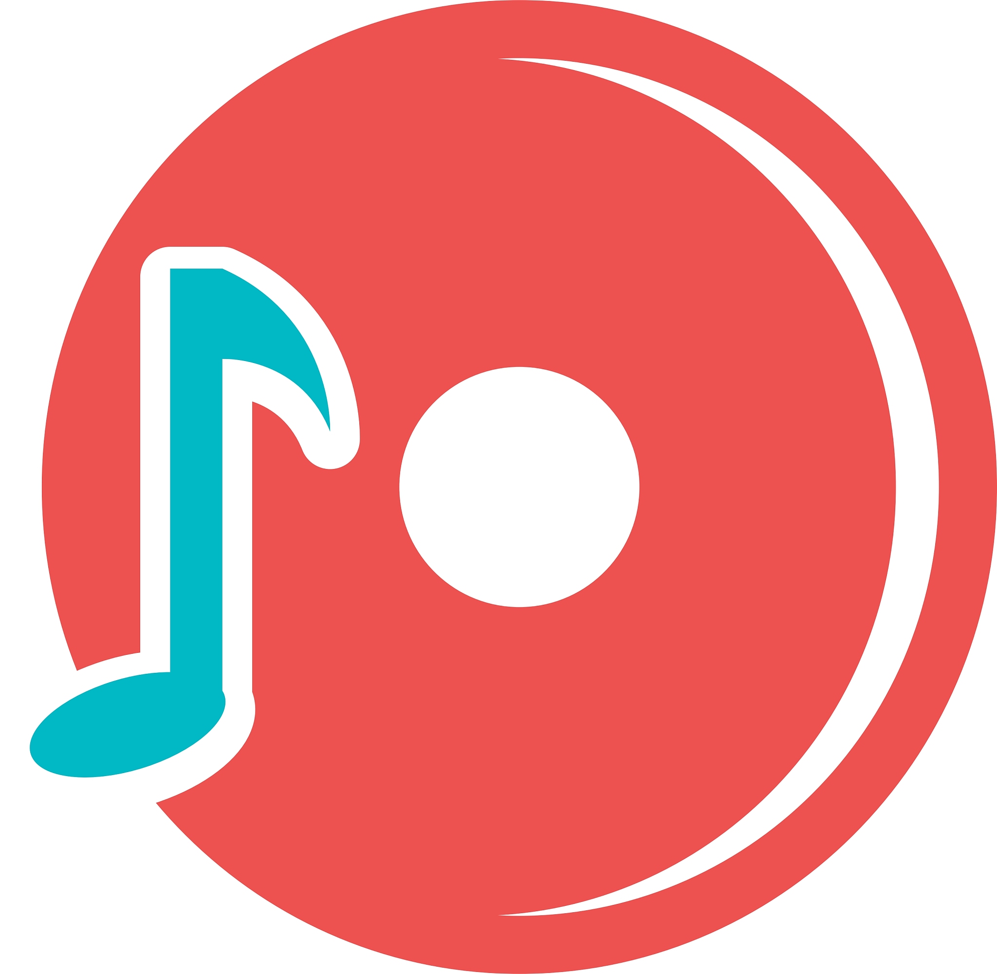 red dj disco with blue music note graphic
