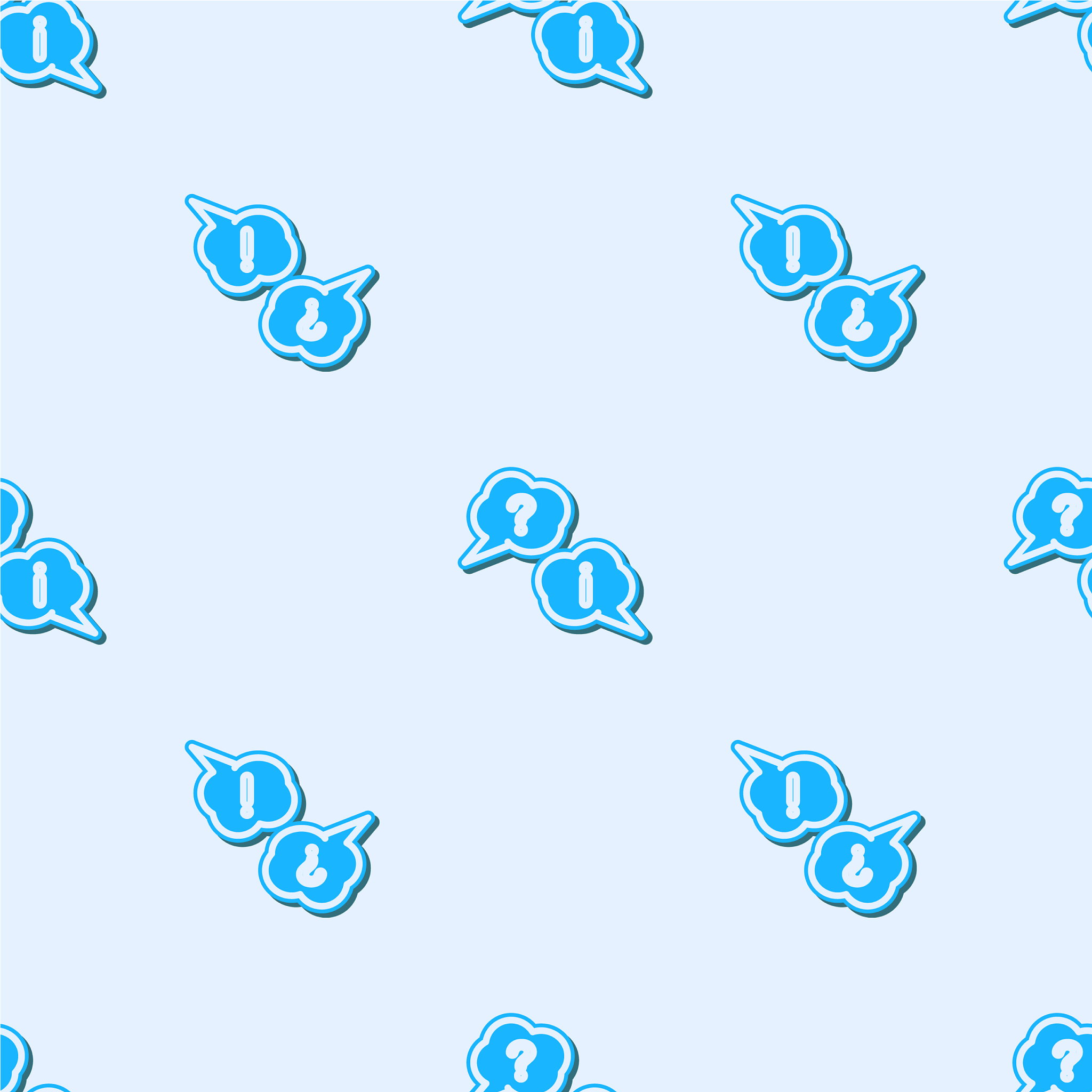 blue line speech bubbles with question and