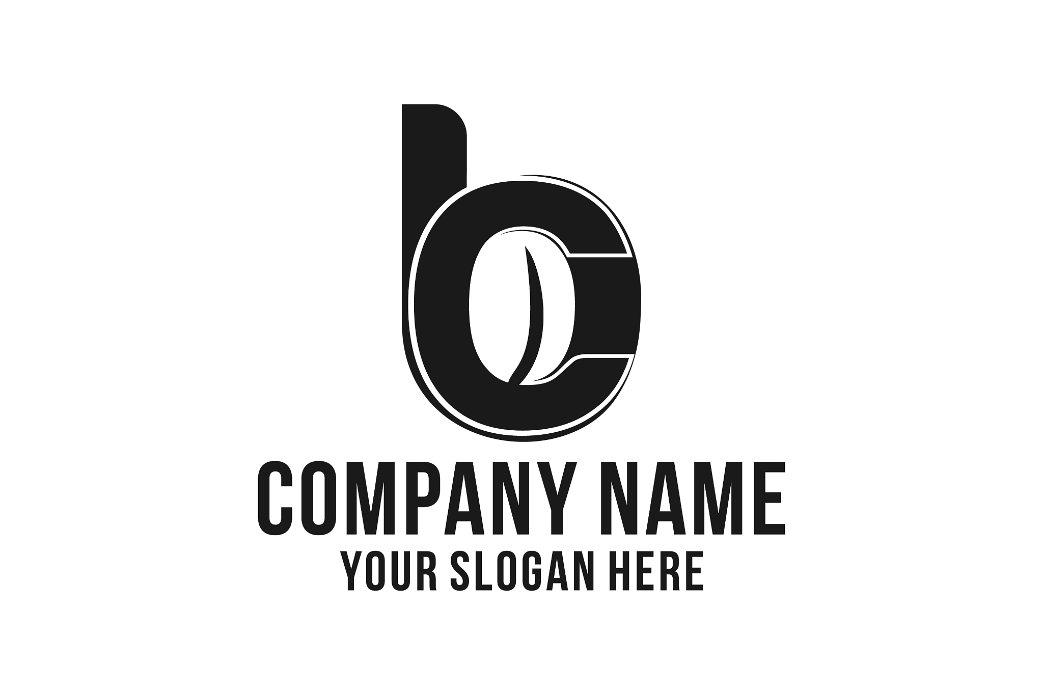 initial b c for coffee bean shop logo design