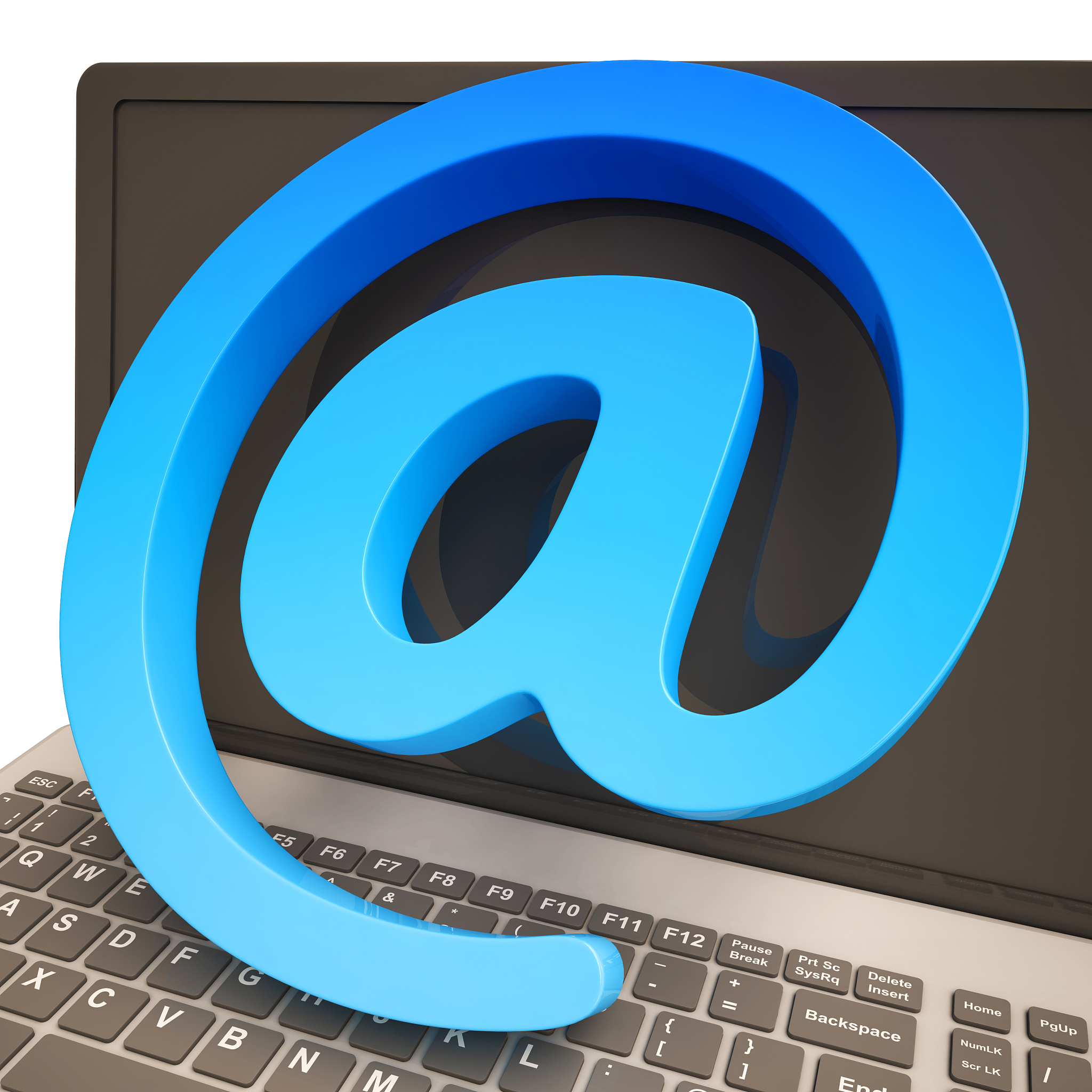 at sign keyboard shows online mailing communication