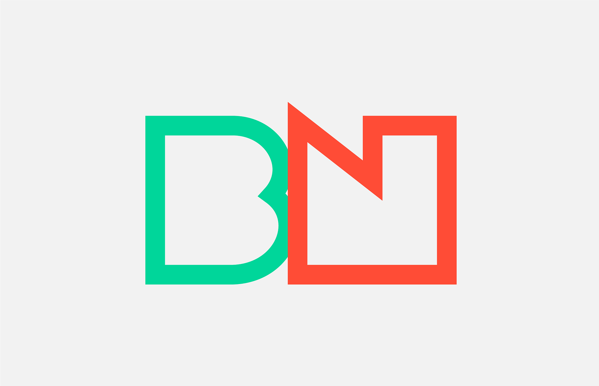 orange green alphabet letter logo combination bn