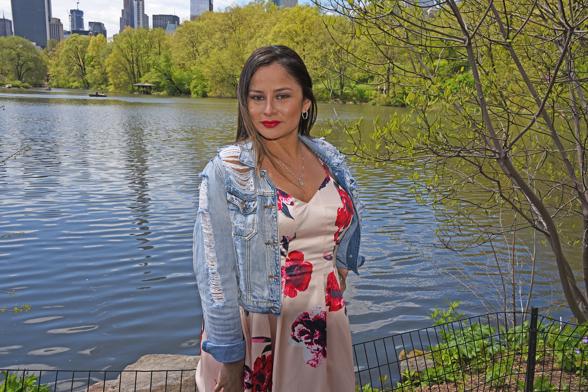 picture of model taken during a pink cherry blossom photo shoot 