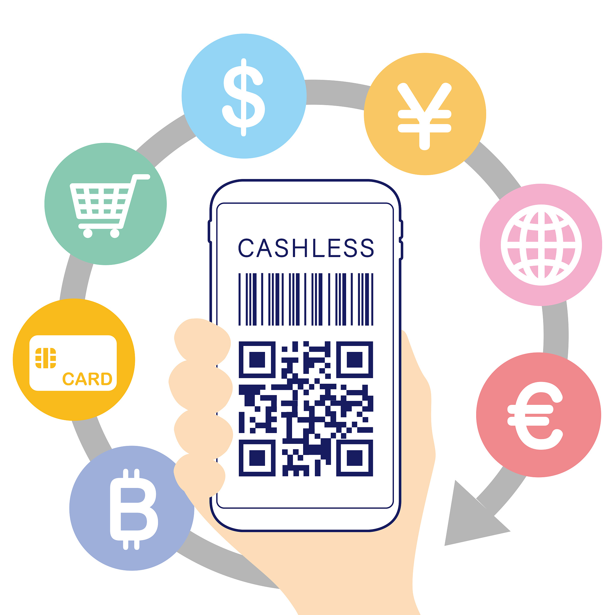 cashless  money  smart phone icon vector