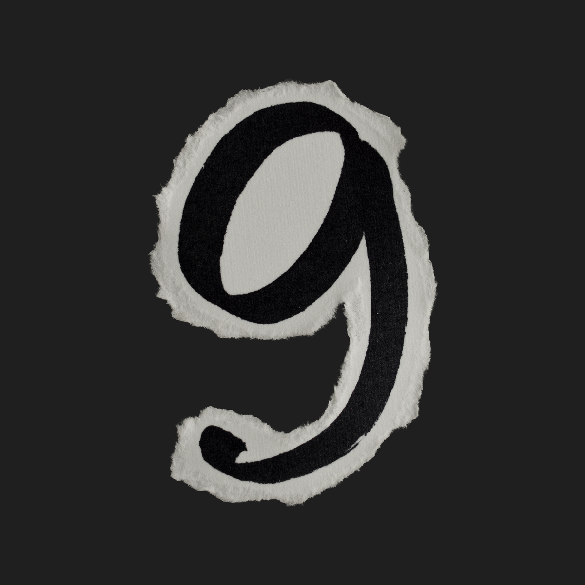 黑白颓废撕裂字母数字 9