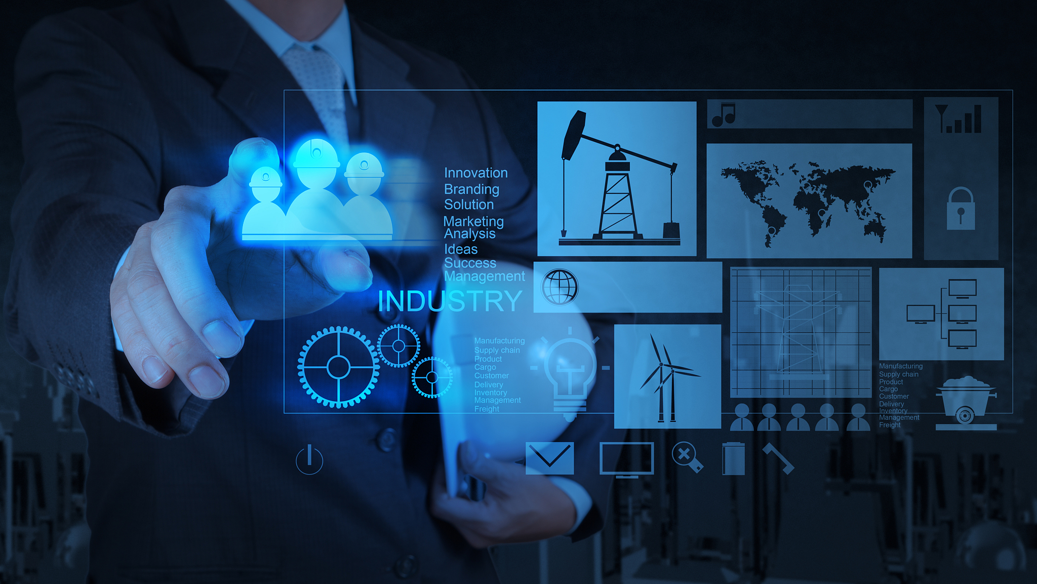 engineer businessman working on modern technology as concept