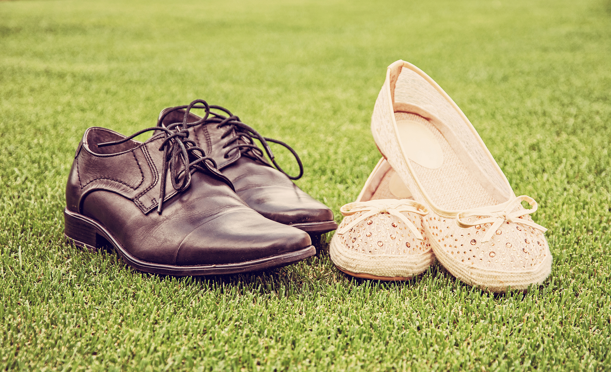 women's and men's wedding shoes, retro filter