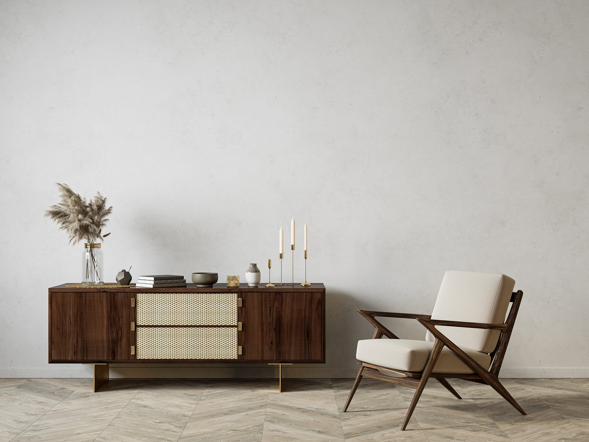 modern interior with dresser. 3d render illustration background 