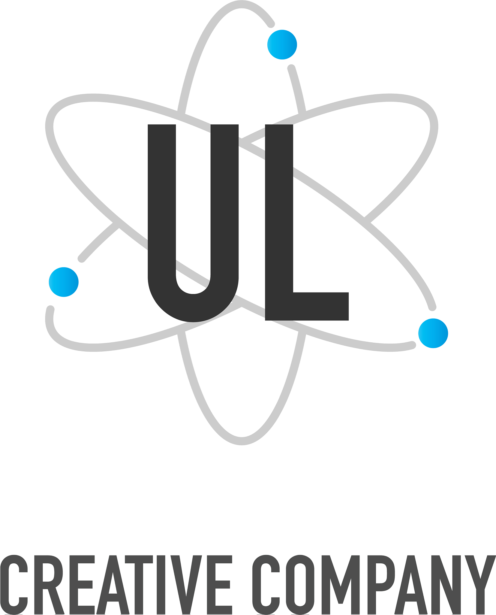 initial letter ul atom neutron design logo
